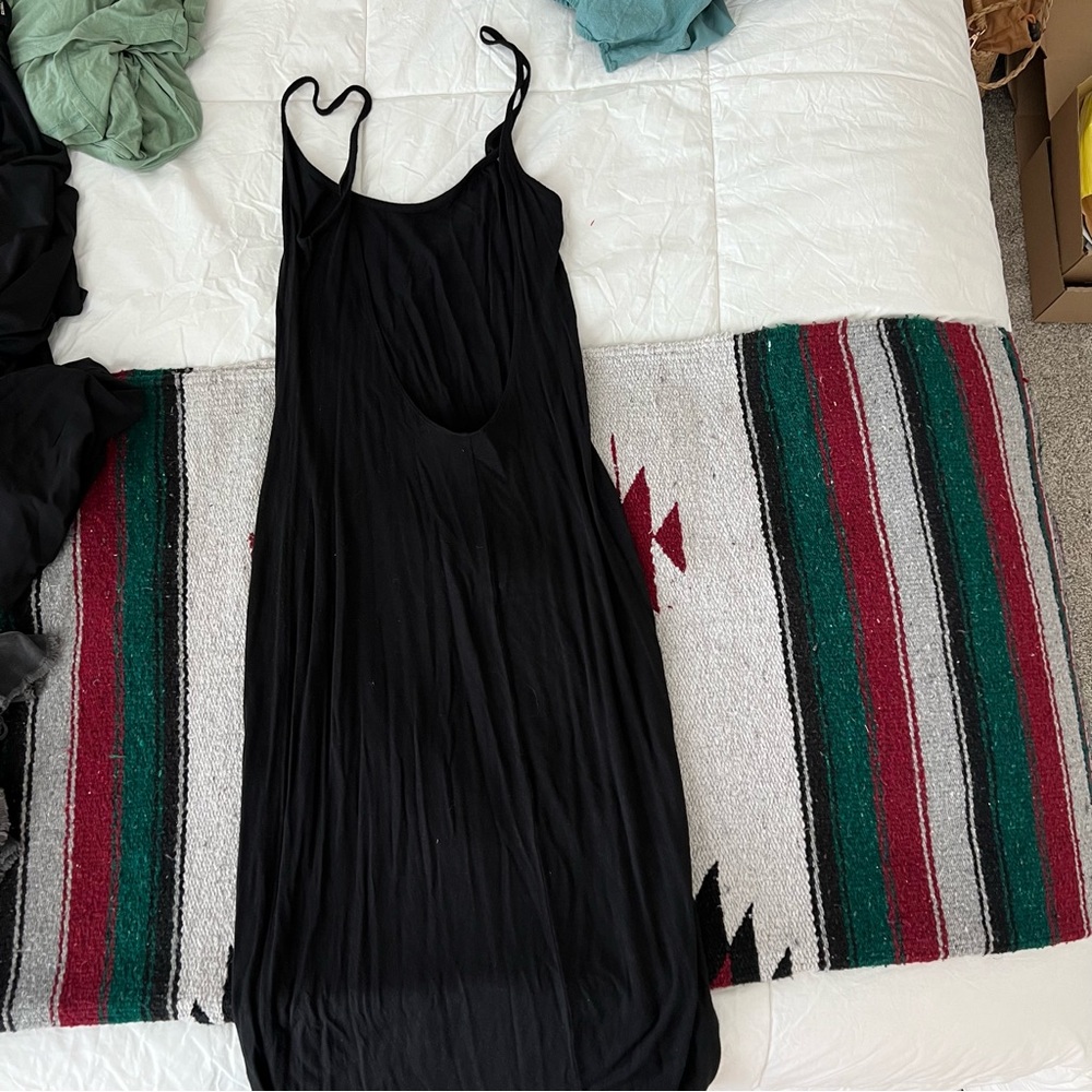 Xhilaration black maxi swim coverup, low back, size S